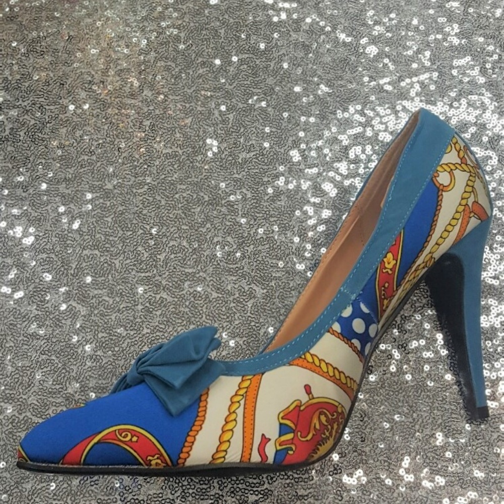 Multi-Color Scarf-Print Pumps (Nib) - image 1